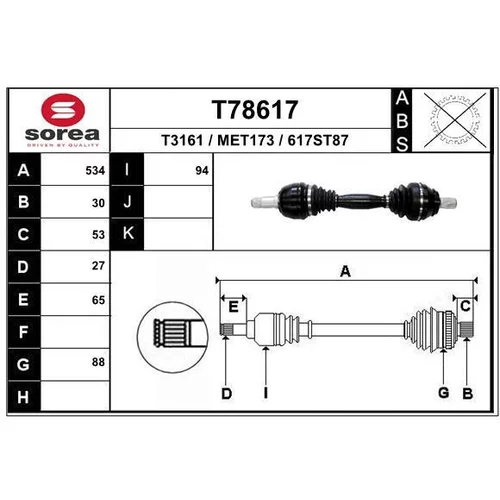 Hnací hriadeľ T78617 /EAI/