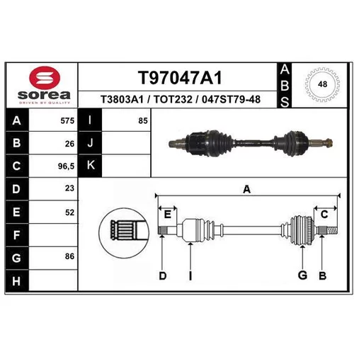 Hnací hriadeľ EAI T97047A1