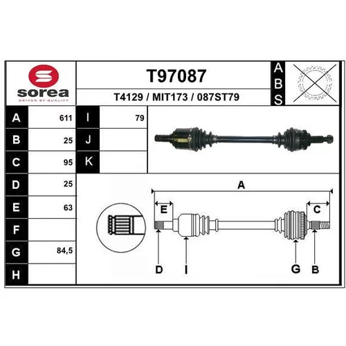 Hnací hriadeľ EAI T97087