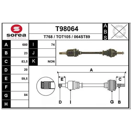 Hnací hriadeľ EAI T98064