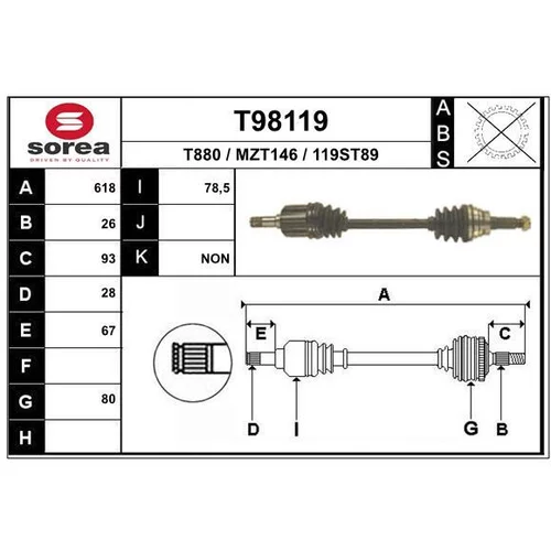 Hnací hriadeľ EAI T98119