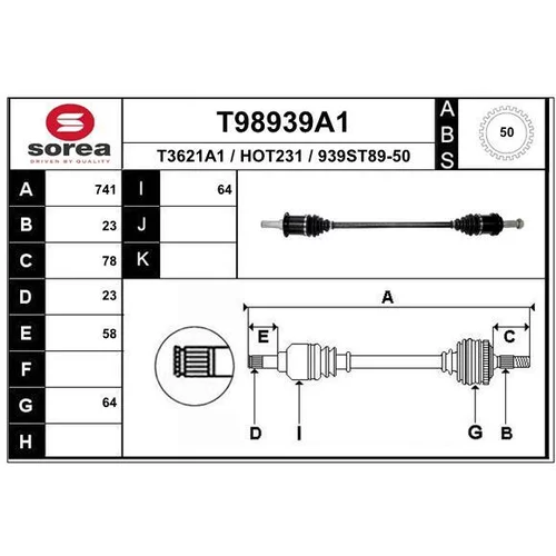 Hnací hriadeľ EAI T98939A1