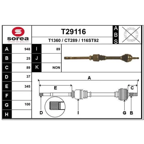 Hnací hriadeľ EAI T29116