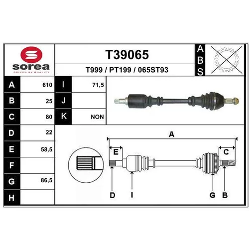 Hnací hriadeľ EAI T39065