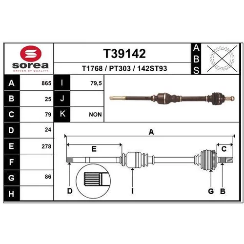 Hnací hriadeľ EAI T39142