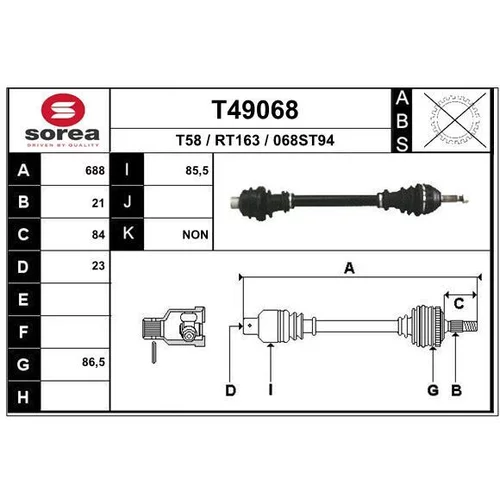 Hnací hriadeľ EAI T49068