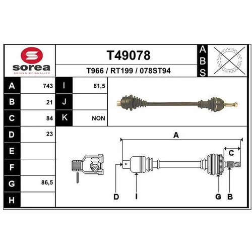 Hnací hriadeľ EAI T49078