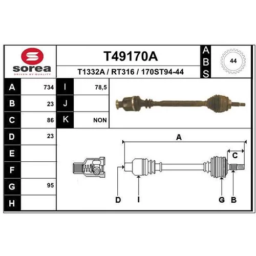 Hnací hriadeľ EAI T49170A