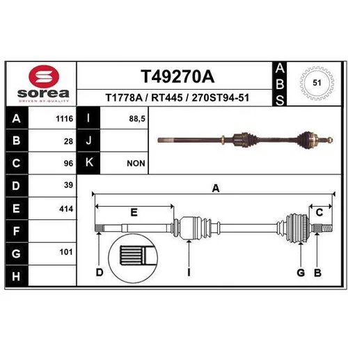 Hnací hriadeľ EAI T49270A