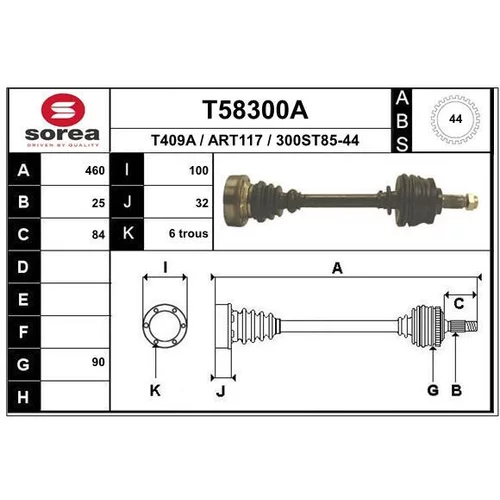 Hnací hriadeľ EAI T58300A