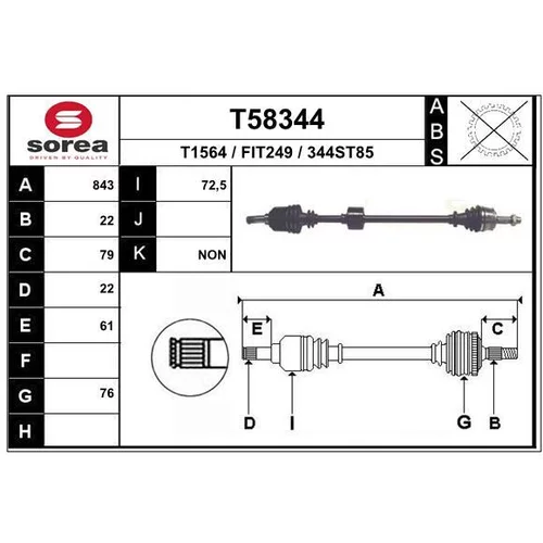 Hnací hriadeľ EAI T58344