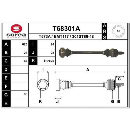 Hnací hriadeľ EAI T68301A