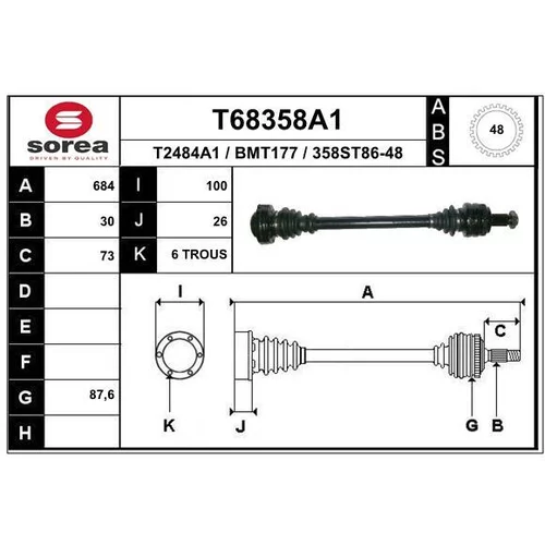 Hnací hriadeľ EAI T68358A1