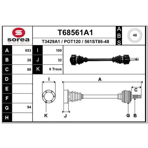 Hnací hriadeľ EAI T68561A1