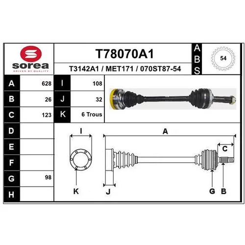 Hnací hriadeľ EAI T78070A1