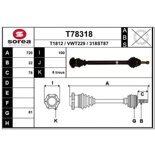 Hnací hriadeľ EAI T78318