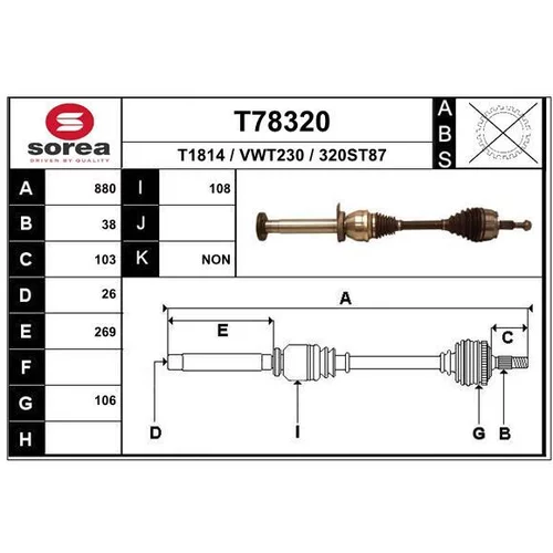 Hnací hriadeľ EAI T78320