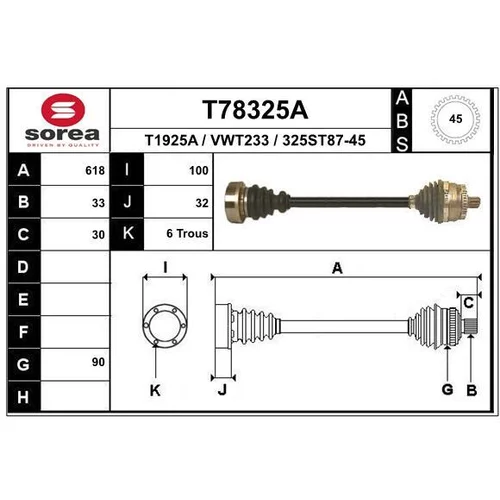 Hnací hriadeľ EAI T78325A