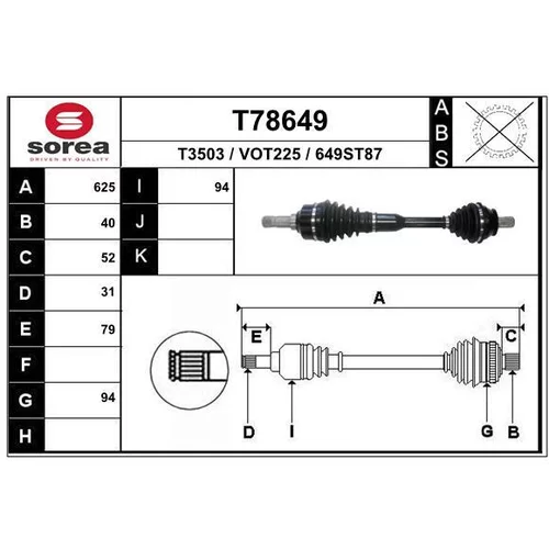 Hnací hriadeľ EAI T78649