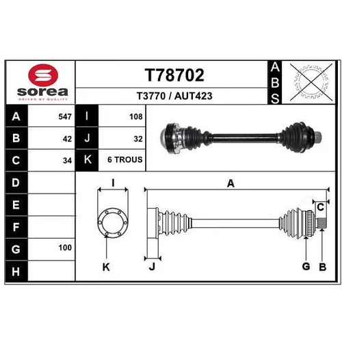 Hnací hriadeľ EAI T78702