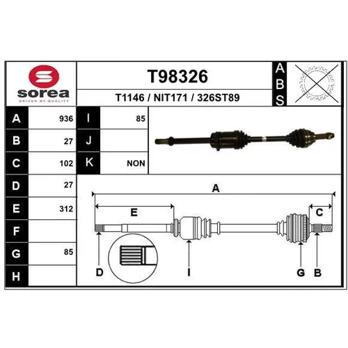 Hnací hriadeľ EAI T98326