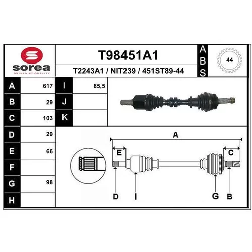 Hnací hriadeľ EAI T98451A1