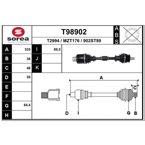 Hnací hriadeľ EAI T98902