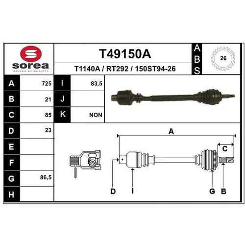 Hnací hriadeľ EAI T49150A