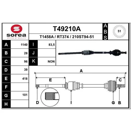 Hnací hriadeľ EAI T49210A