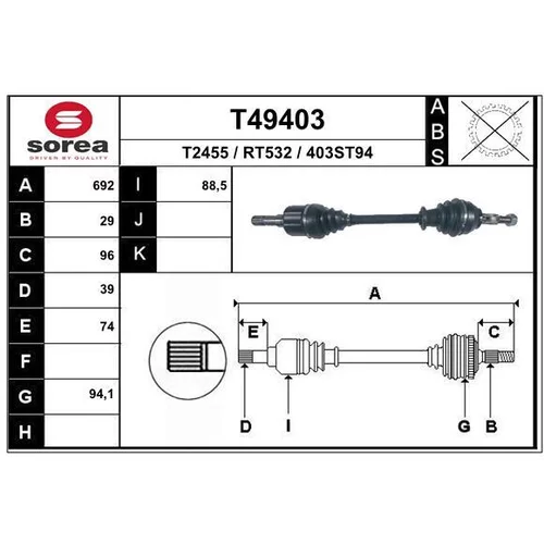 Hnací hriadeľ EAI T49403