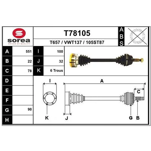 Hnací hriadeľ EAI T78105