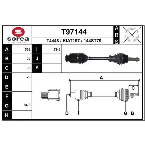 Hnací hriadeľ EAI T97144