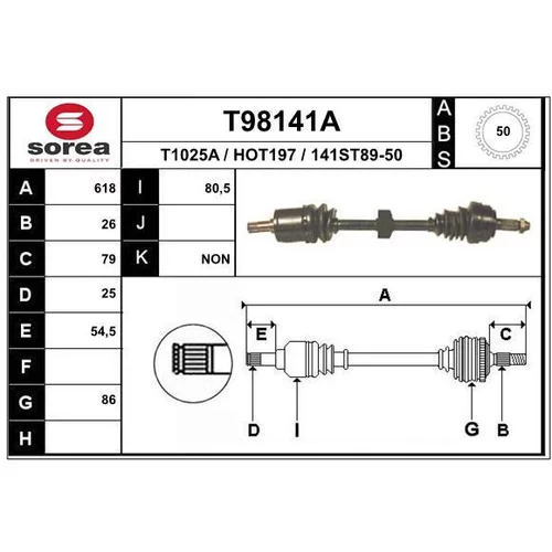 Hnací hriadeľ EAI T98141A