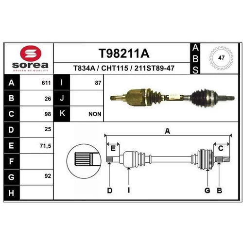 Hnací hriadeľ EAI T98211A