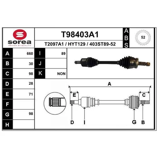 Hnací hriadeľ EAI T98403A1