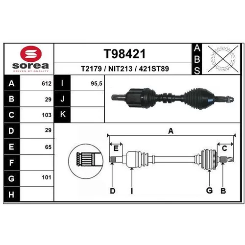 Hnací hriadeľ EAI T98421