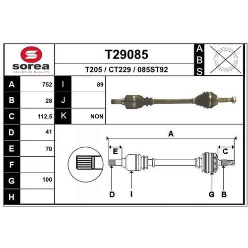 Hnací hriadeľ EAI T29085