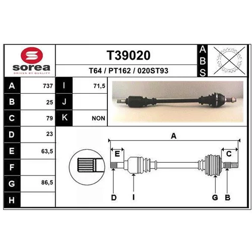 Hnací hriadeľ EAI T39020