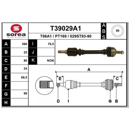 Hnací hriadeľ EAI T39029A1