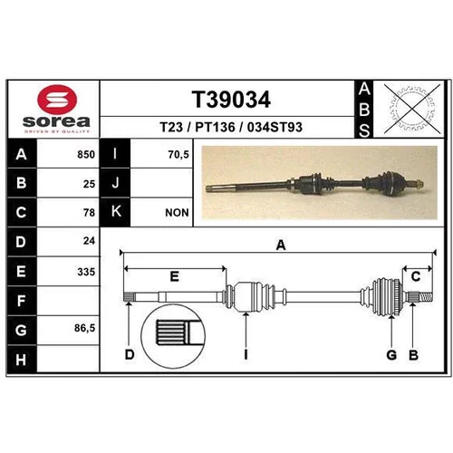 Hnací hriadeľ EAI T39034