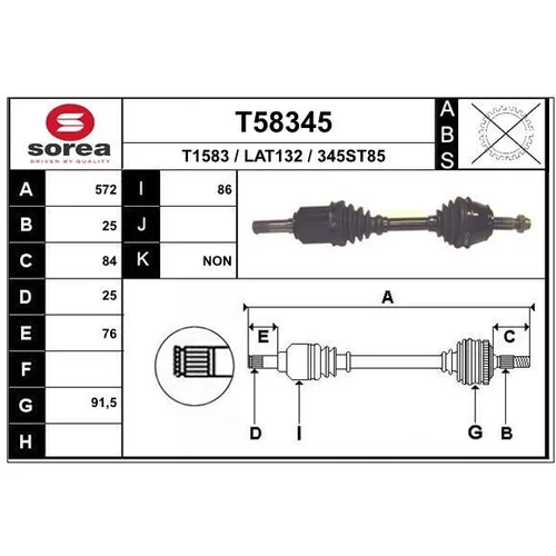 Hnací hriadeľ EAI T58345