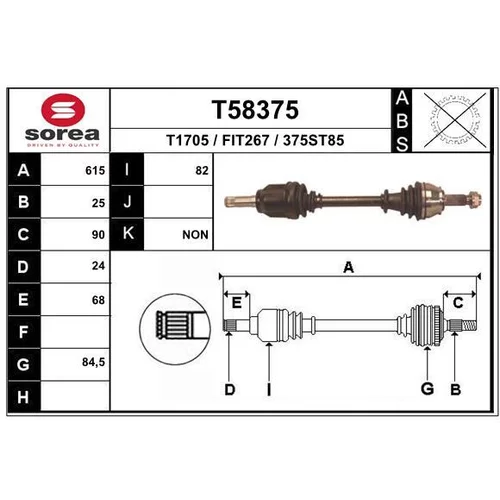 Hnací hriadeľ EAI T58375