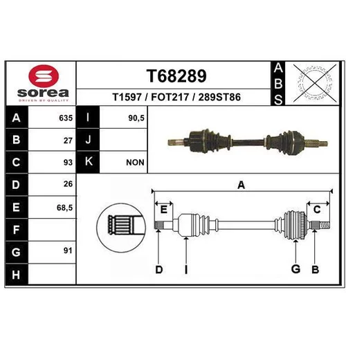 Hnací hriadeľ T68289 /EAI/