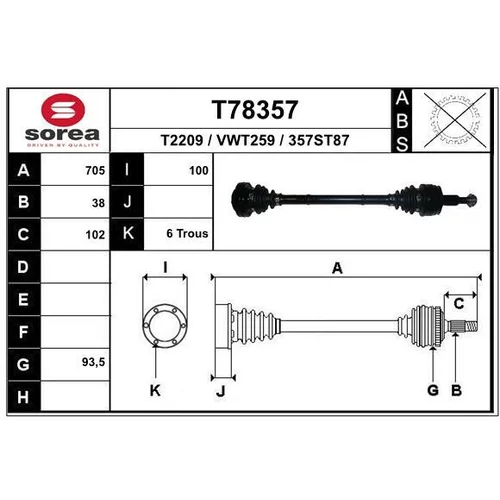 Hnací hriadeľ EAI T78357