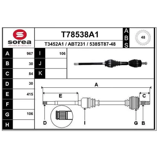 Hnací hriadeľ EAI T78538A1