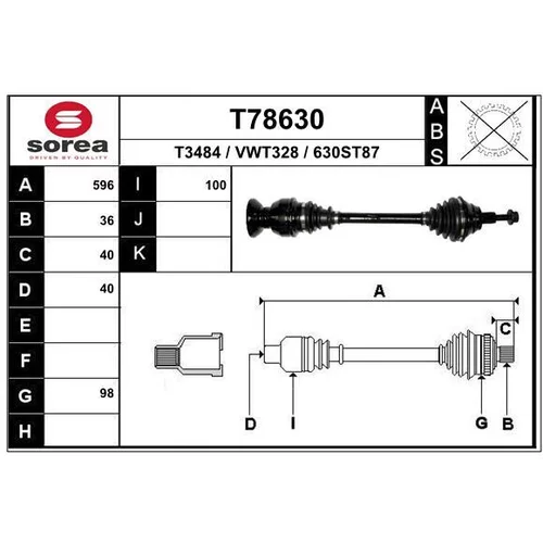 Hnací hriadeľ EAI T78630