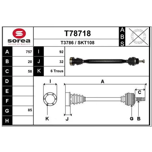 Hnací hriadeľ EAI T78718