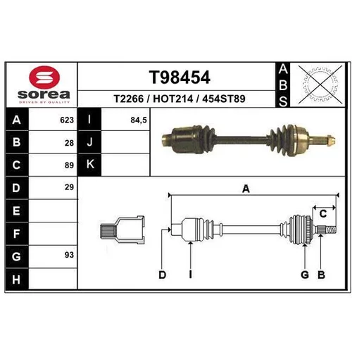 Hnací hriadeľ T98454 /EAI/