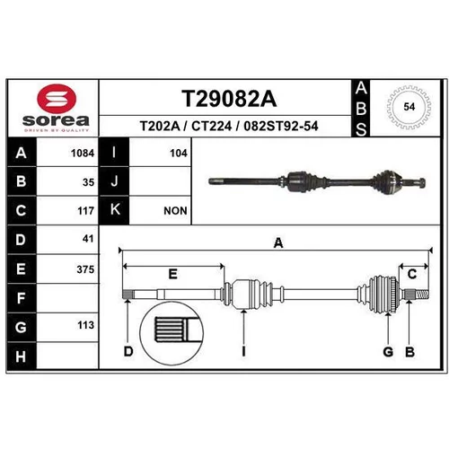 Hnací hriadeľ T29082A /EAI/