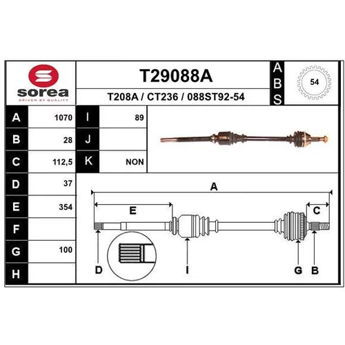 Hnací hriadeľ EAI T29088A